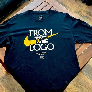 Nike Men's Black Tee with Yellow Swoosh